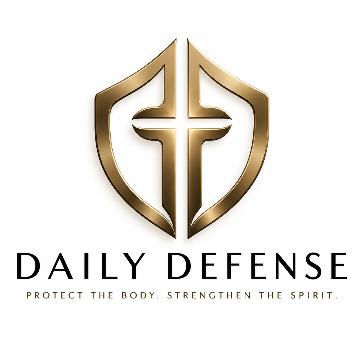 Daily Defense shield and cross logo